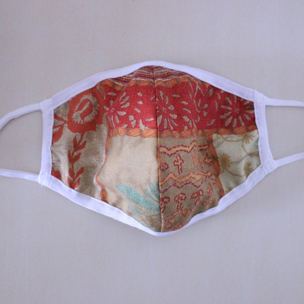 3 Layered Cloth Mask - Red Pattern
